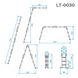Драбина-трансформер алюмінієва 4 секції / 3 сходинки INTERTOOL LT-0030, 3,7 метрів, 150кг, багатофункціональна драбина LT-0030 фото 10