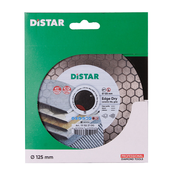 Диск алмазний відрізний Distar 1A1R 125 EDGE DRY : 125x1,6x25x22,23мм, кераміка, керамограніт (11115537010) 11115537010 фото