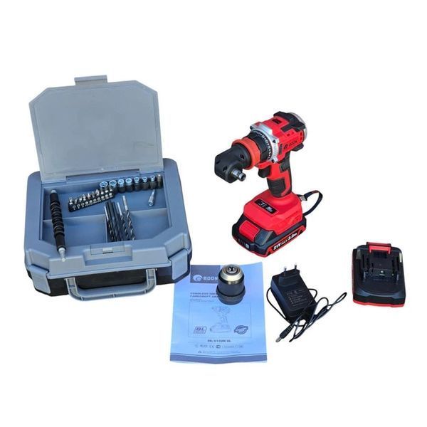 Шуруповерт аккумуляторный EDON ED-21CUN BL (2акум.21В 2Ач/зарядный/кейс/угловой адаптер) ED-21CUNBL фото