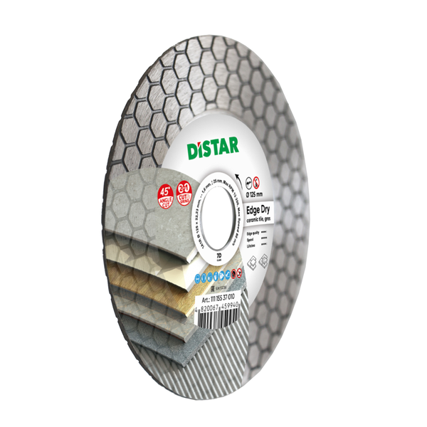 Диск алмазный отрезной Distar 1A1R 125 EDGE DRY :125x1,6x25x22,23мм, керамика, керамогранит (11115537010) 11115537010 фото