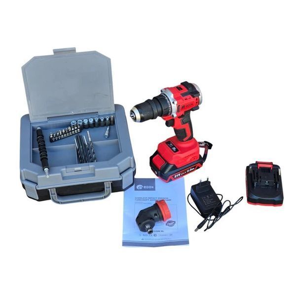 Шуруповерт аккумуляторный EDON ED-21CUN BL (2акум.21В 2Ач/зарядный/кейс/угловой адаптер) ED-21CUNBL фото