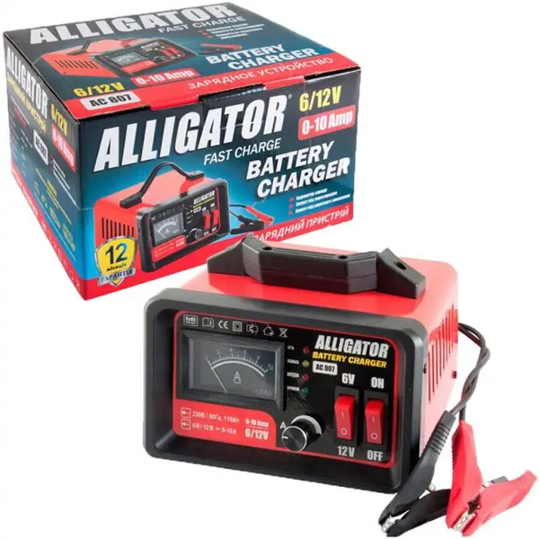 Мощное зарядное устройство для автомобильного аккумулятора трансформаторное Alligator AC807: 6/12В, 10А,100 Ah AC807 фото