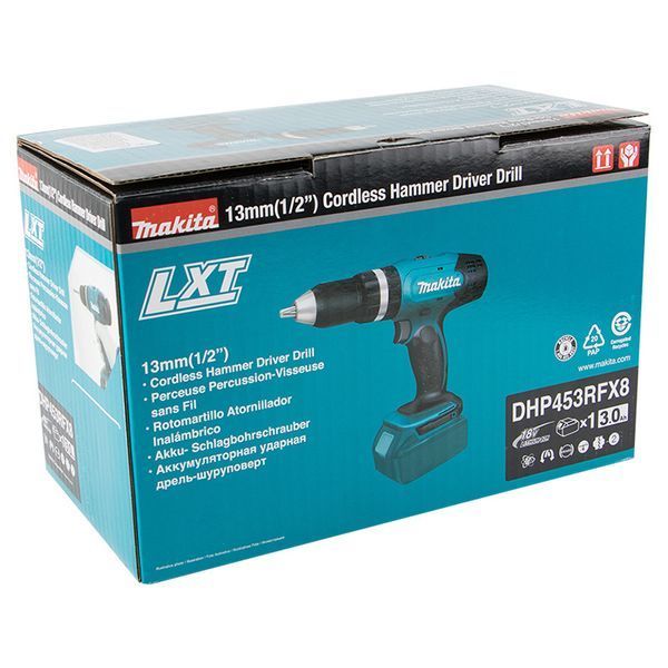 Аккумуляторный ударный шуруповерт MAKITA DHP453RFX8 DHP453RFX8 фото