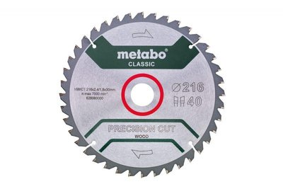 Диск пильний 216 х 30 (40Т) Metabo Precision cut Classic (628060000) 628060000 фото