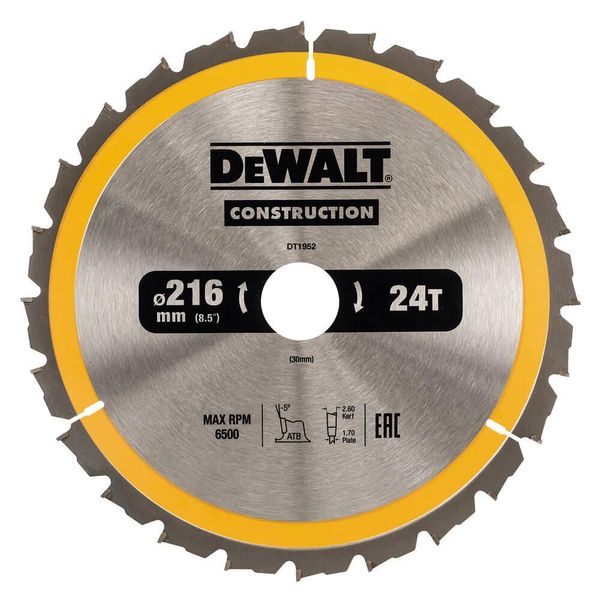 Диск пильный 216 х 30 (24Т) DeWALT DT1952 DT1952 фото