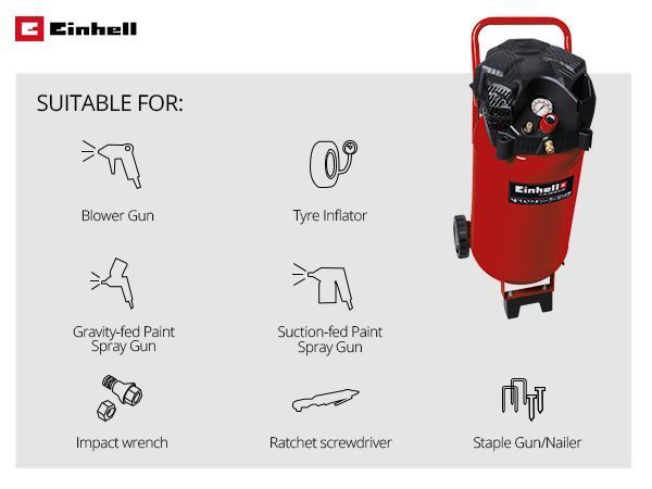 Купити Потужний компресор Einhell TC-AC 240/50/10 OF : 1.5 кВт, 240 л/хв, 10 бар, ресивер 50л в Україні у Tools Store