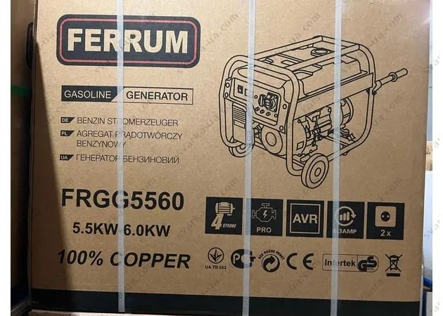 Профессиональный бензиновый генератор (электрогенератор) Ferrum FRGG5560: 5.5/6.0 кВт - 1 фаза генератор FRGG5560 фото