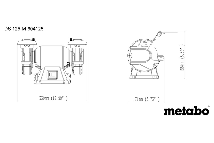 Профессиональная точила для заточки Metabo DS 125 M : 200 Вт, диск 125х20х20 мм, 2980 об/мин., станок 604125000 фото