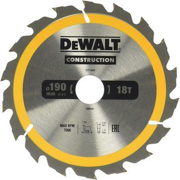 Купити Диск пильний 190 х 30 (18Т) DeWALT DT1943 в Україні у Tools Store
