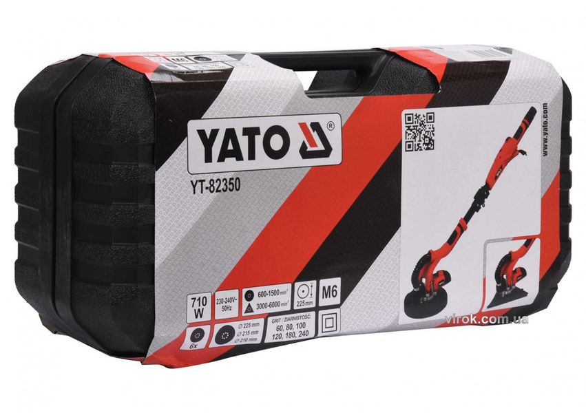 Професійна шліфувальна машина для стін та стелі (жираф) YATO YT-82350 : 710 Вт, 225 мм кейс YT-82350 фото