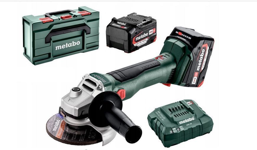 Купити Потужна акумуляторна болгарка Metabo W 18 L BL 9-125 : з АКБ 2шт-18В/4,0Аг, 125мм диск (602374510) в Україні у Tools Store