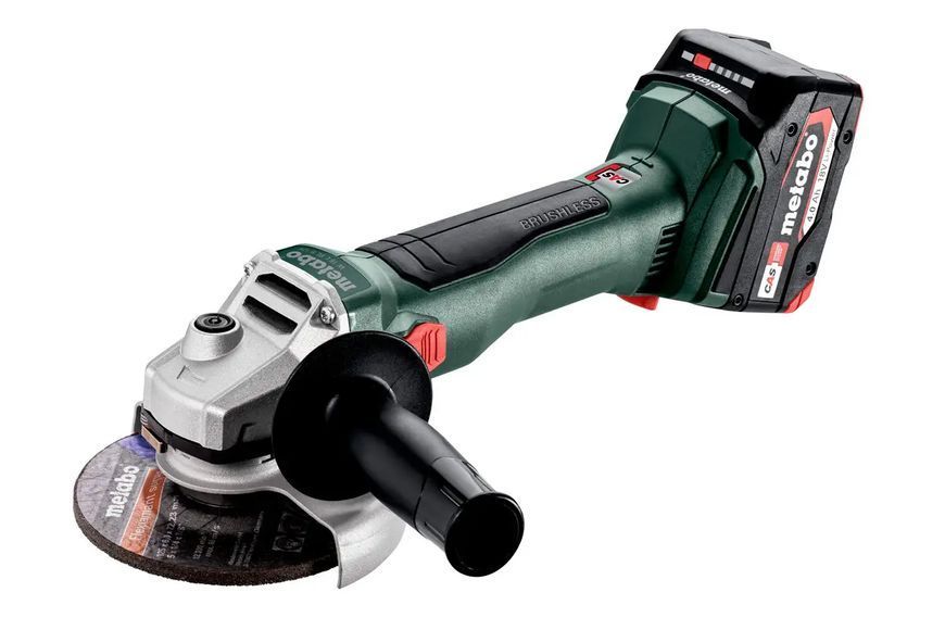 Купити Потужна акумуляторна болгарка Metabo W 18 L BL 9-125 : з АКБ 2шт-18В/4,0Аг, 125мм диск (602374510) в Україні у Tools Store