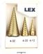 Набір ступінчастих свердел MAX від 4 до 32 мм 4-32 4-20 4-12 в стильному дерев'яному ящику LEX 4-32 фото 1