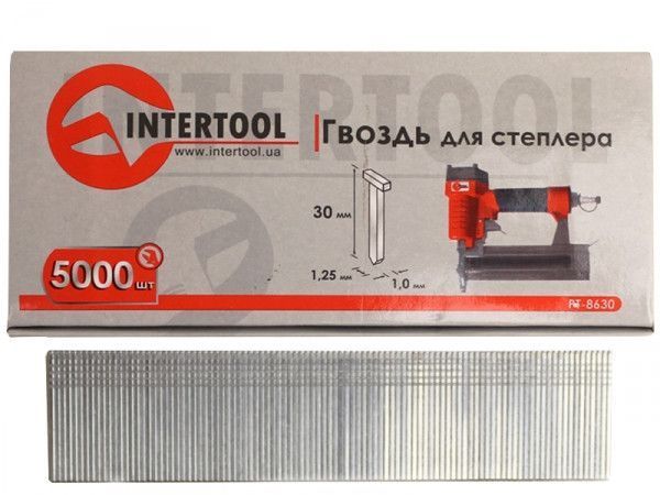 Купити Цвях для степлера 30мм 1.0x1.25мм 5000шт/упак INTERTOOL PT-8630 в Україні у Tools Store