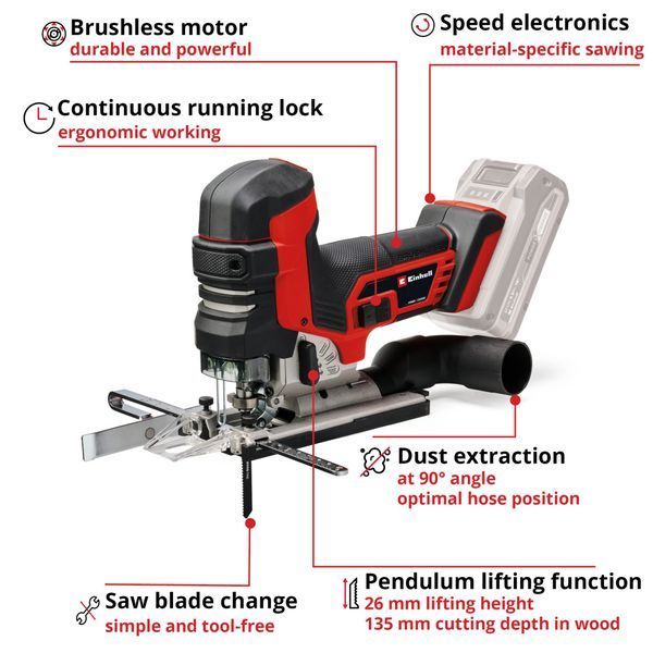 Купити Лобзик акумуляторний EINHELL TP-JST 18/135 Li BL-Solo в Україні у Tools Store